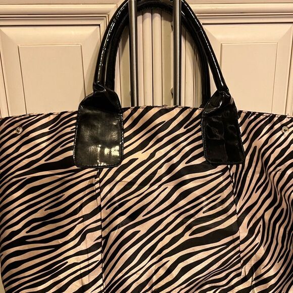 Animal Print Zebra in Winter Brown and Beige Tote Bag - Picture 2 of 8
